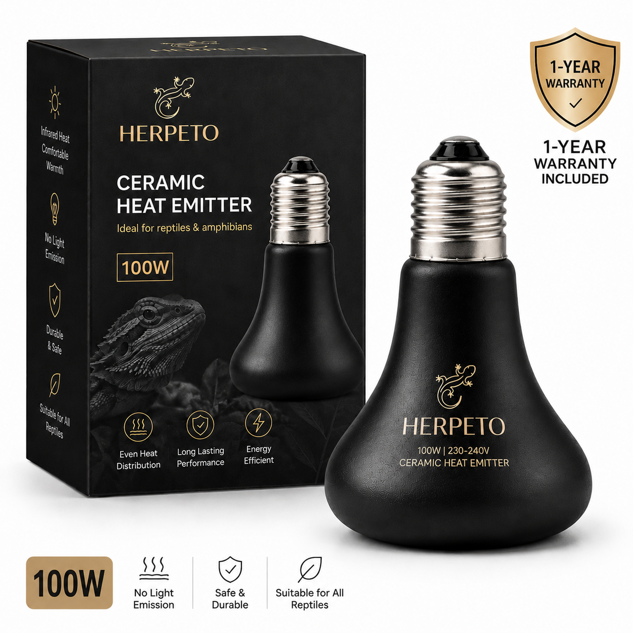 HERPETO Ceramic Heat Emitter | Reptile Heating