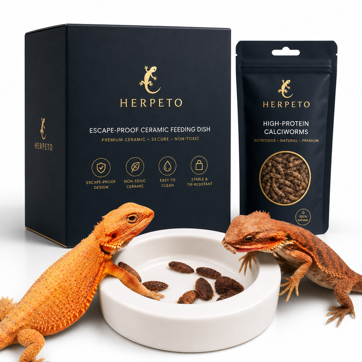 HERPETO Ceramic Feeding Dish for Reptiles & Amphibians
