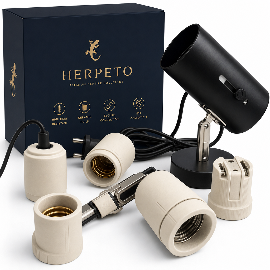 HERPETO High Temperature Ceramic Lamp Holder for Reptile Heat Lamps and UVB Lighting