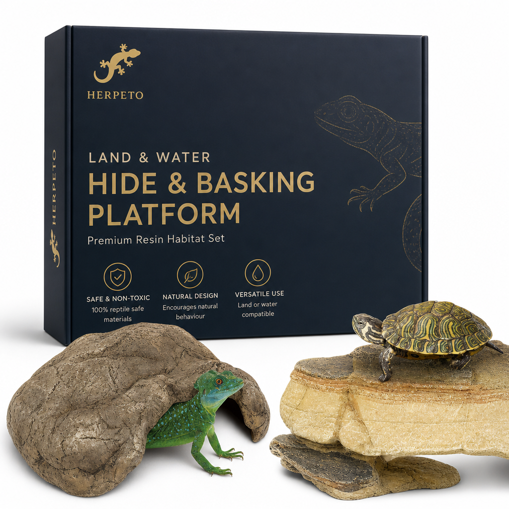 HERPETO Natural Rock Hide Cave for Reptiles – Medium & Large Options