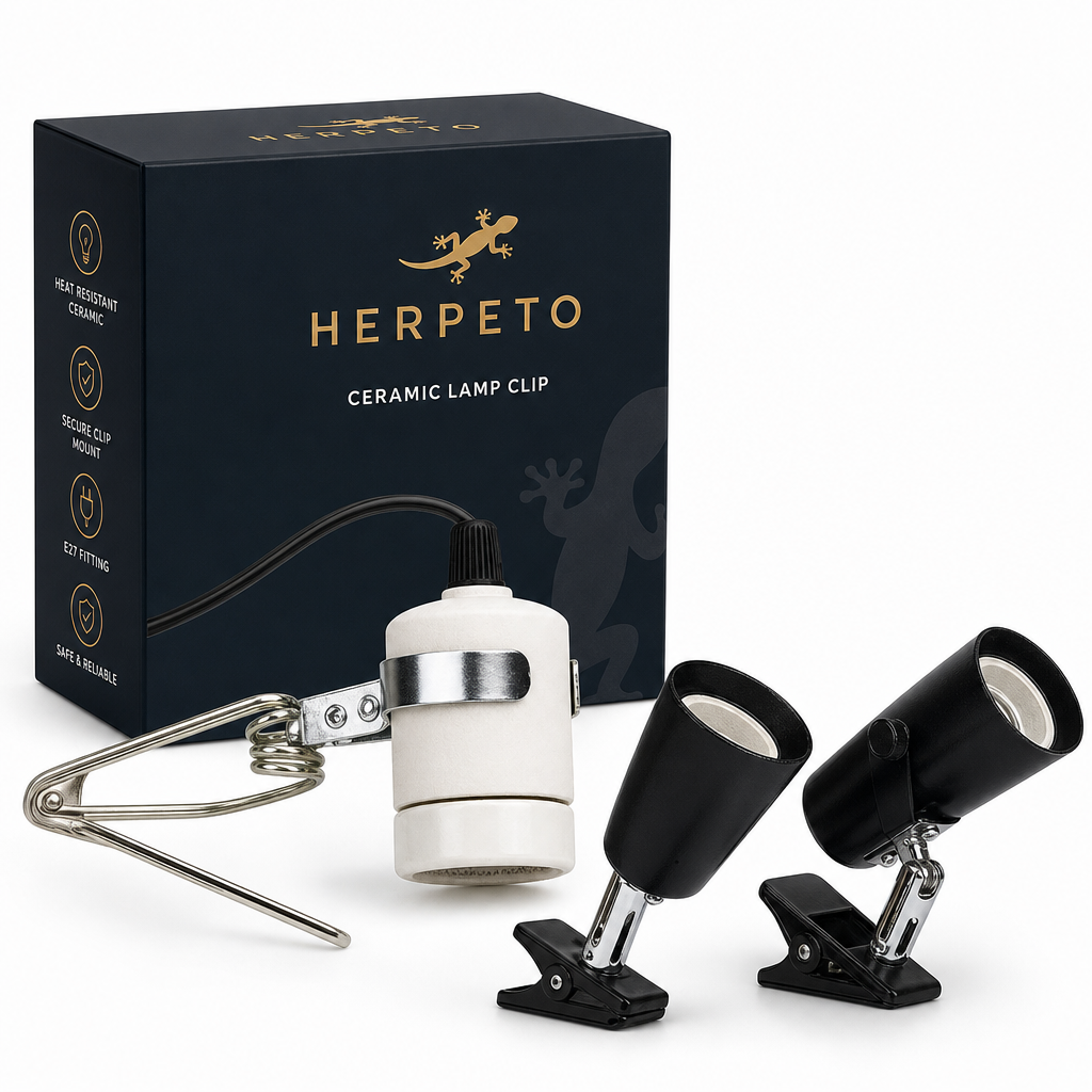 HERPETO Metal Reptile Clamp Lamp Fixture – Adjustable High Temperature Holder for UVB and Heat Bulbs