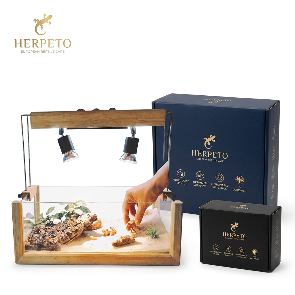HERPETO Wooden Reptile Terrarium Starter Kit with Heat Lamps