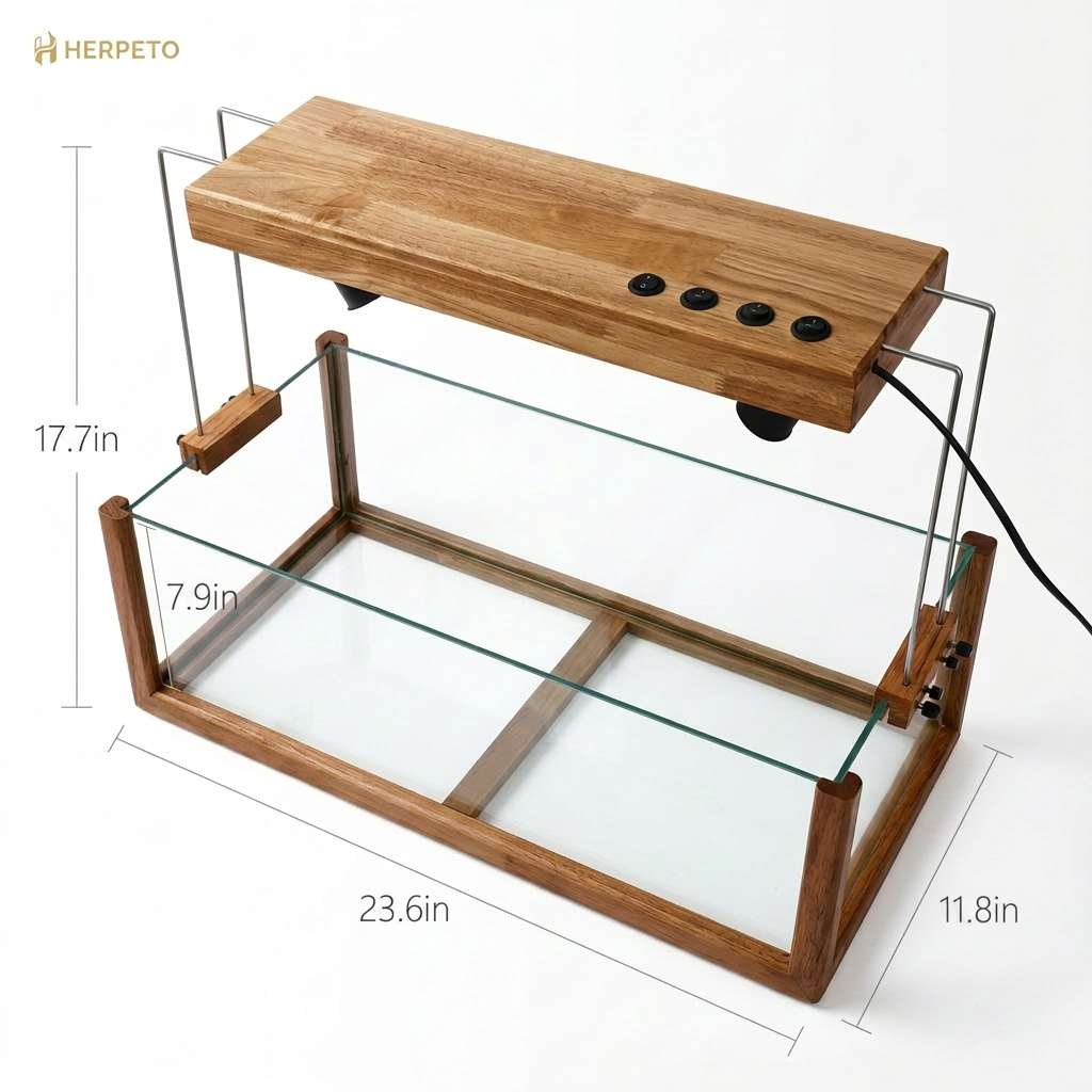 HERPETO Wooden Reptile Terrarium Starter Kit with Heat Lamps
