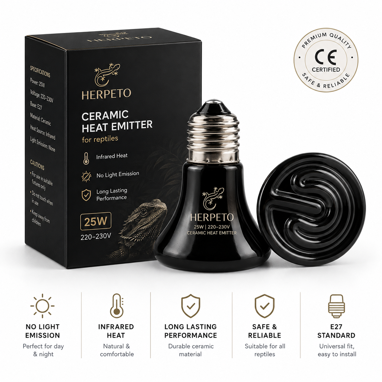HERPETO Ceramic Heat Emitter | Reptile Heating