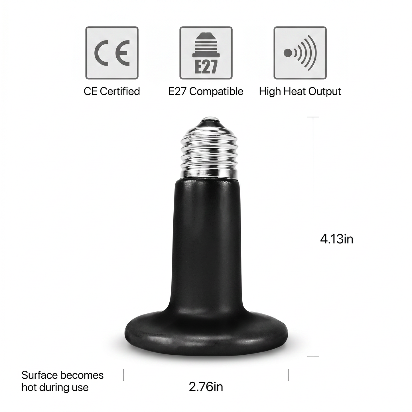 HEPRETO Ceramic Heat Emitter Bulb for Reptile Terrariums