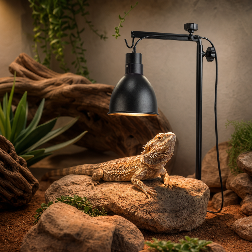 HERPETO Adjustable Reptile Lamp Stand for Heat & UVB Lighting