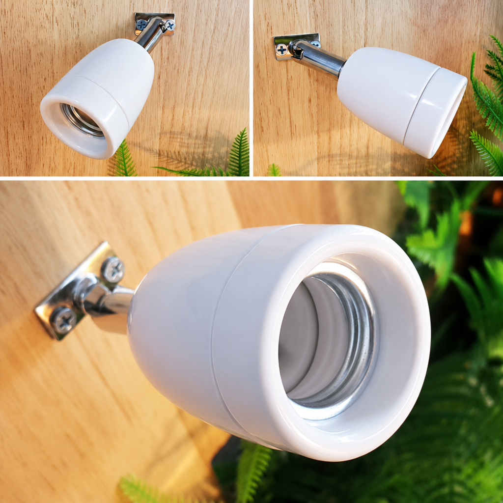 HERPETO High Temperature Ceramic Lamp Holder for Reptile Heat Lamps and UVB Lighting