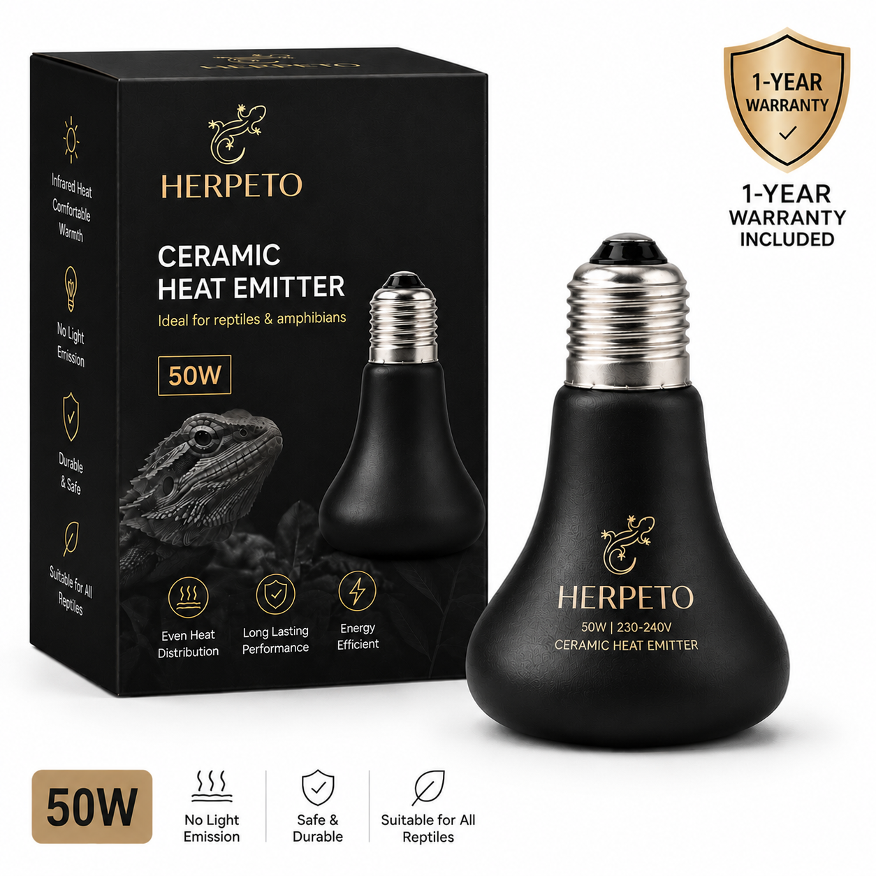 HERPETO Ceramic Heat Emitter | Reptile Heating