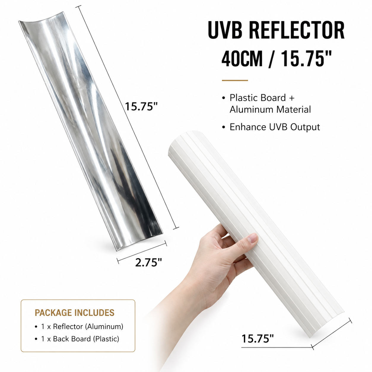 HERPETO T8 UVB Reflector for Reptile Lighting Systems