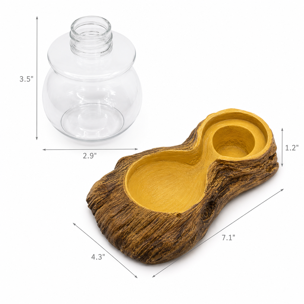 HERPETO Faux Wood Automatic Water Dish for Reptiles, Tortoises, and Small Pets